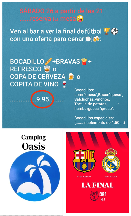 Ven a disfrutar la final de la Copa del Rey con nosotros y nuestro menú especial! Toda la pasión del fútbol con el mejor ambiente